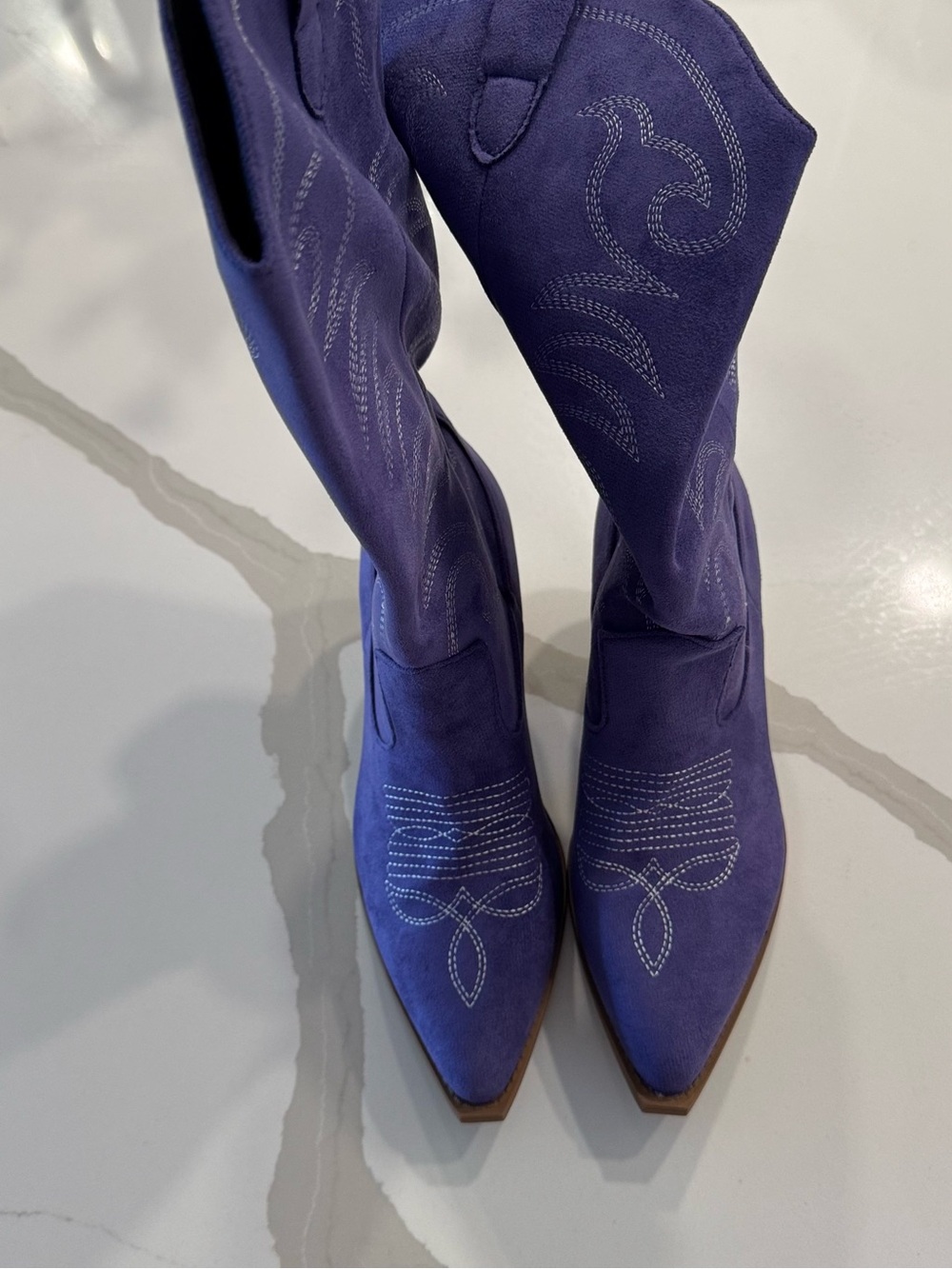 Purple Women's Suede Western Boots - Picture 2 of 6